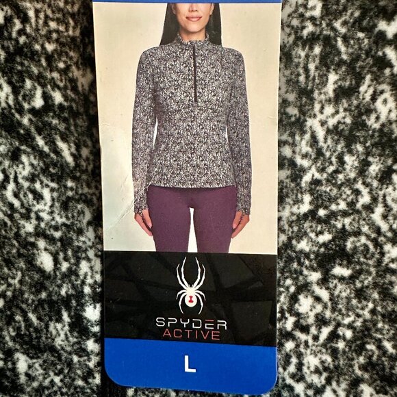 New Spyder Fleece Active Pullover Women's Size L Half Zip Thumbhole Slits Soft - Picture 15 of 16